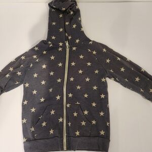 Alternative Blue and White Hooded Sweatshirt with Zipper - Size Medium